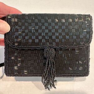 Magid Classic‎ Beaded Mini Evening Purse Women's Black Shoulder Strap NWOT